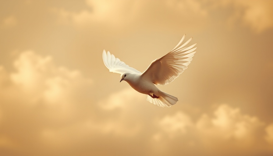 Serene dove in flight symbolizing Church Community Unity.