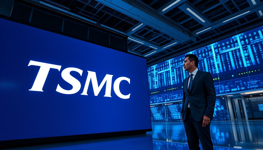 TSMC's investment highlighted by their logo on a large screen.