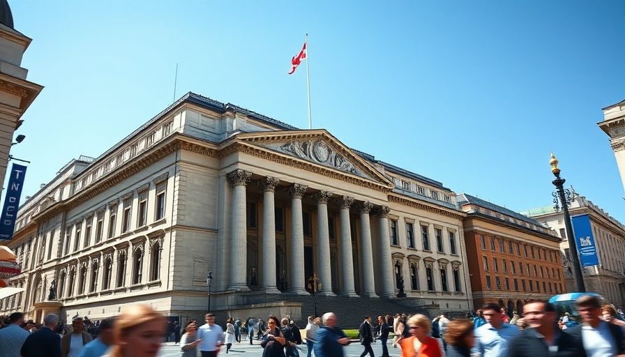 Stately Bank of England building under clear blue skies.