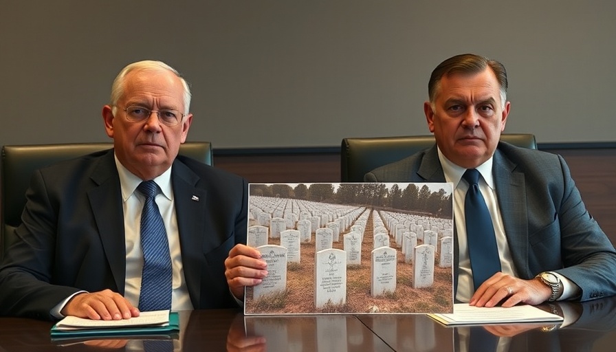 Officials discussing Hamas exploitation of UN aid with grave photo in conference.