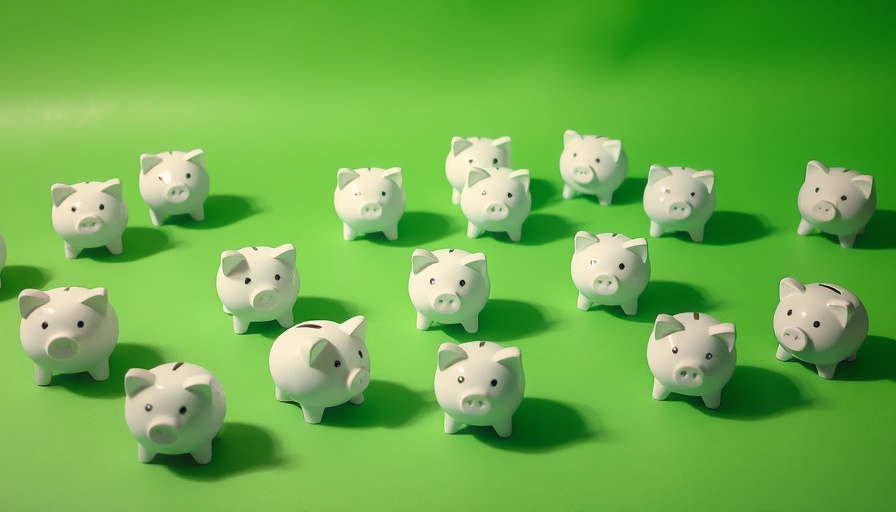 White piggy banks on green background symbolic of financial acquisition.