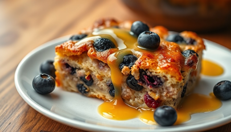 Sausage Blueberry Apricot Casserole Recipe slice on a plate