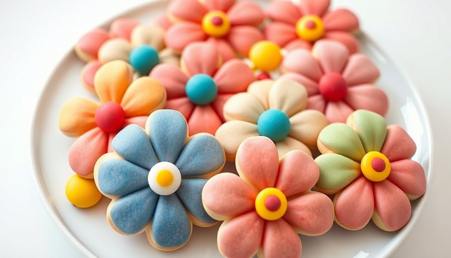 Viral Flower Sugar Cookies on a white plate with vivid colors.