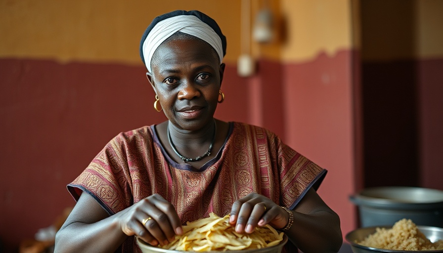Cameroonian woman in Open Doors training cooking indoors.