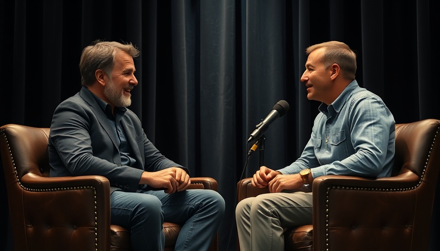 Podcast interview discussing Platforming the Gospel, intimate stage setup.