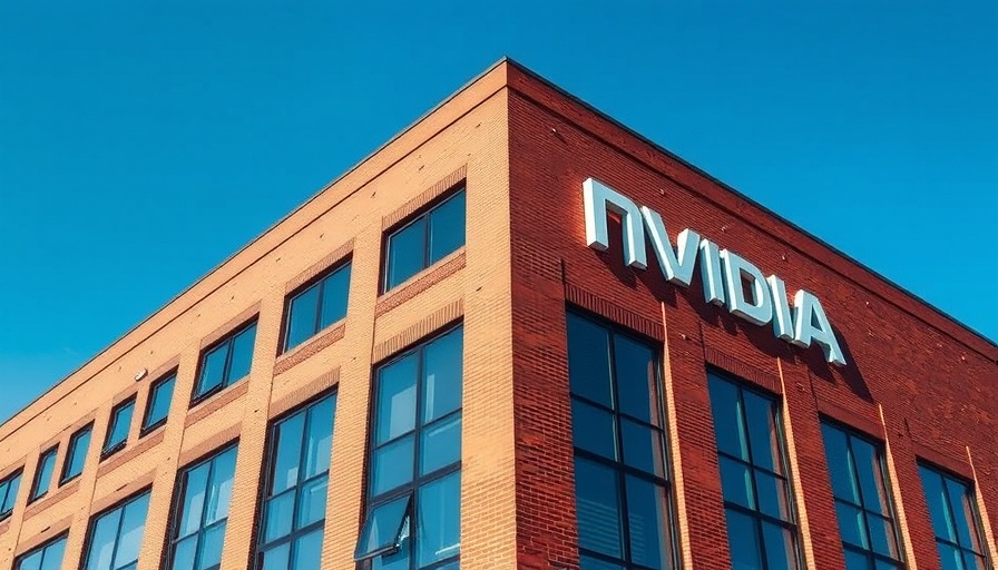 Nvidia building exterior with logo against blue sky, modern architecture