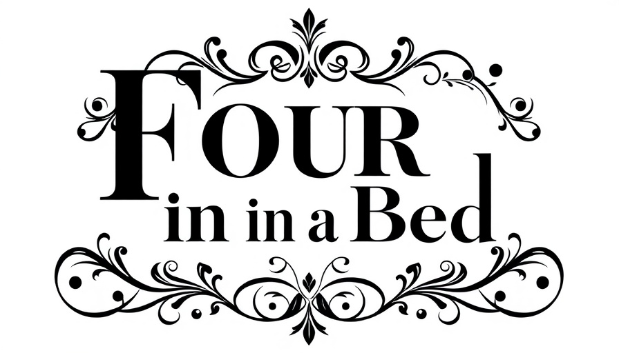Four in a Bed accommodation business logo with ornate design.