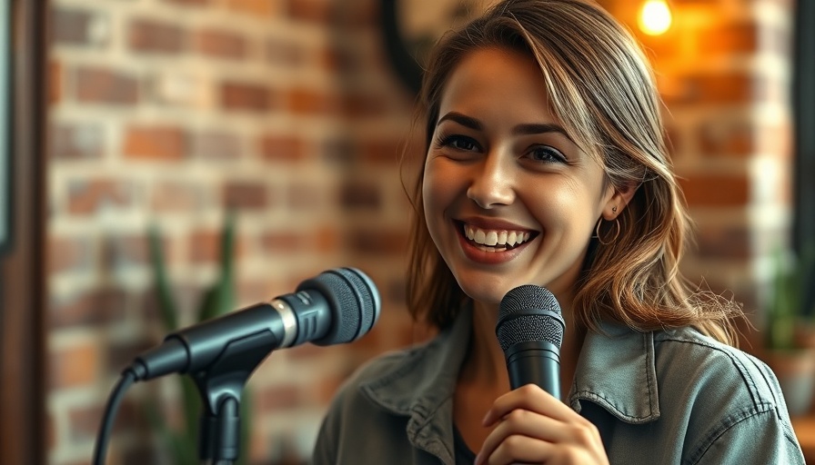 Woman speaking into microphone in cozy indoor setting, Building Strong Family Relationships.
