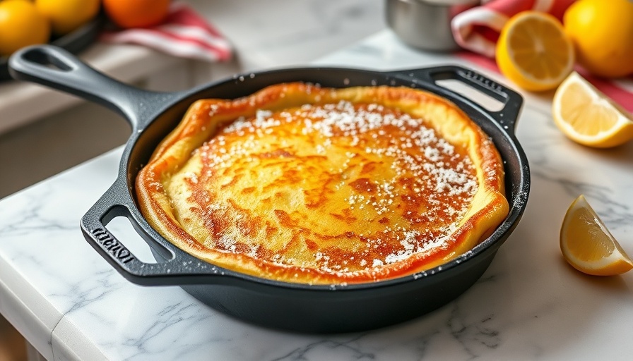 Fresh baked pancake in a skillet for Aunt Edith's recipe.