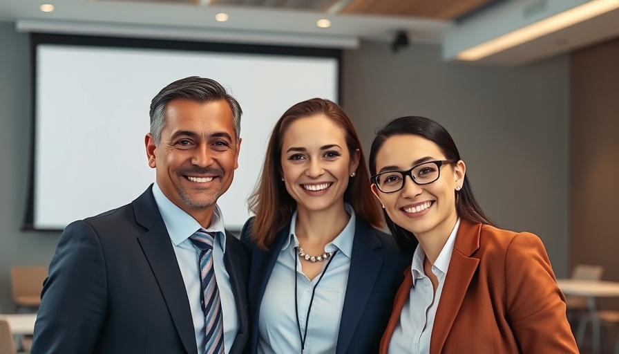 Employees at a financial wellbeing workshop, smiling together.