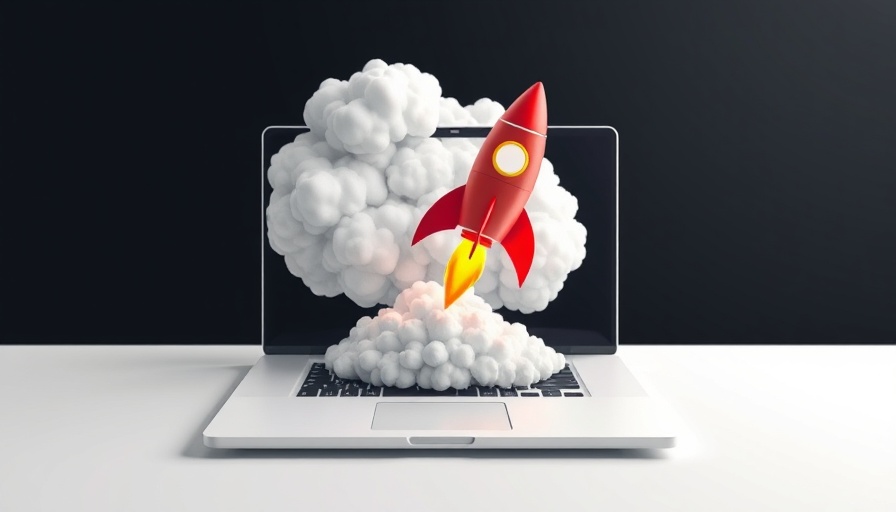 Rocket launching from laptop symbolizing hottest open source startups 2024.