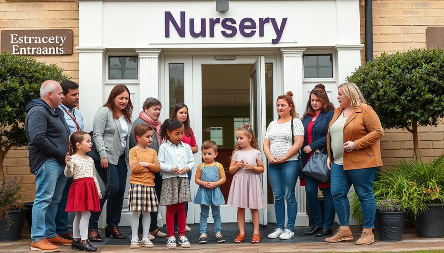 Concerned group at Drummore Nursery entrance, possible closure.