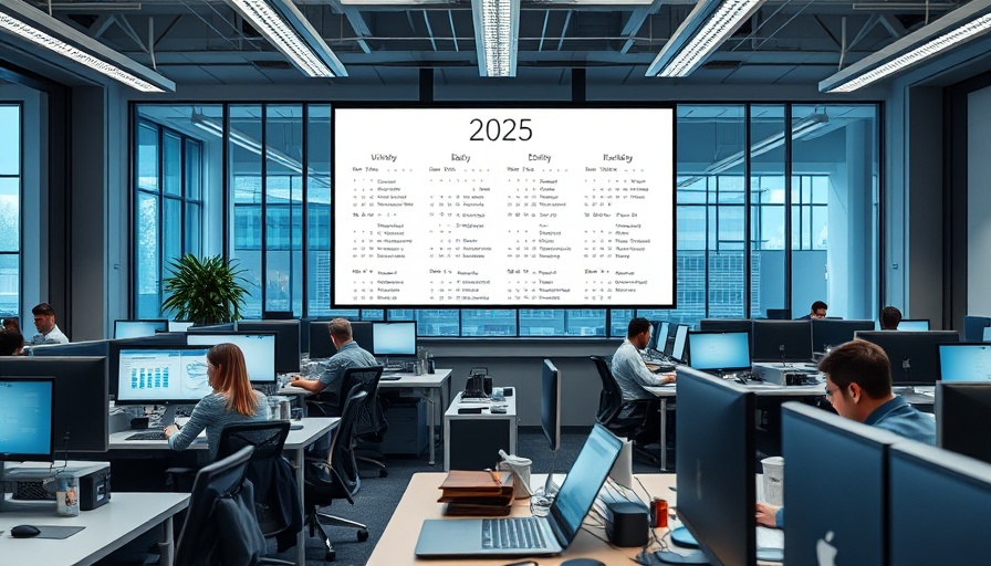 Office with screen listing 2025 UK bank holidays.