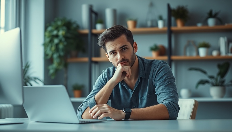 Contemplative man embracing failure in investment, deep in thought.