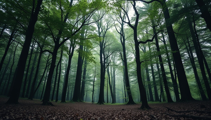 Kilsture 1000 citizen science project forest scene with tall trees.