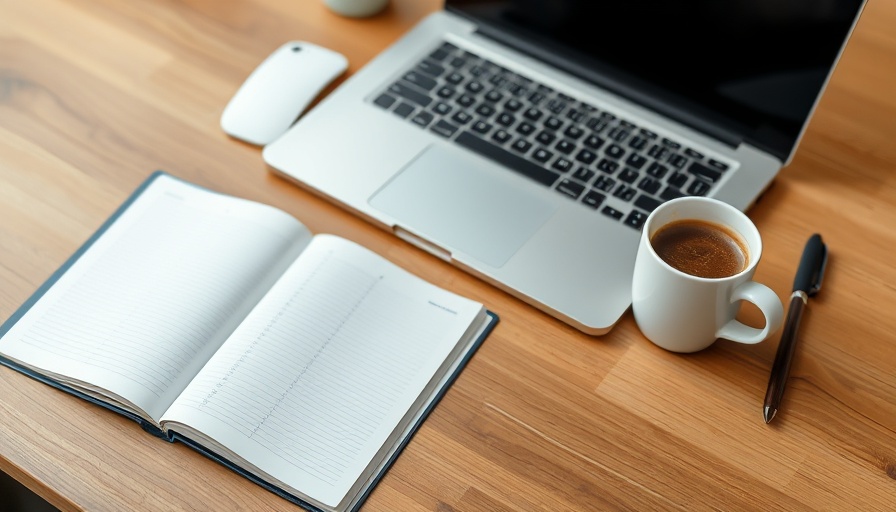 Modern workspace with laptop, coffee, planner, Spring Statement 2025.