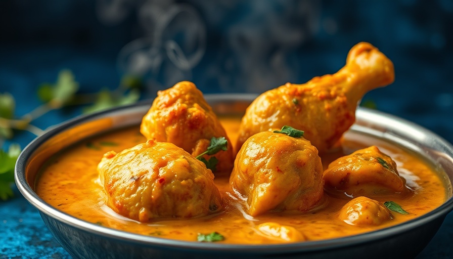 Delicious low carb chicken curry in a golden broth.