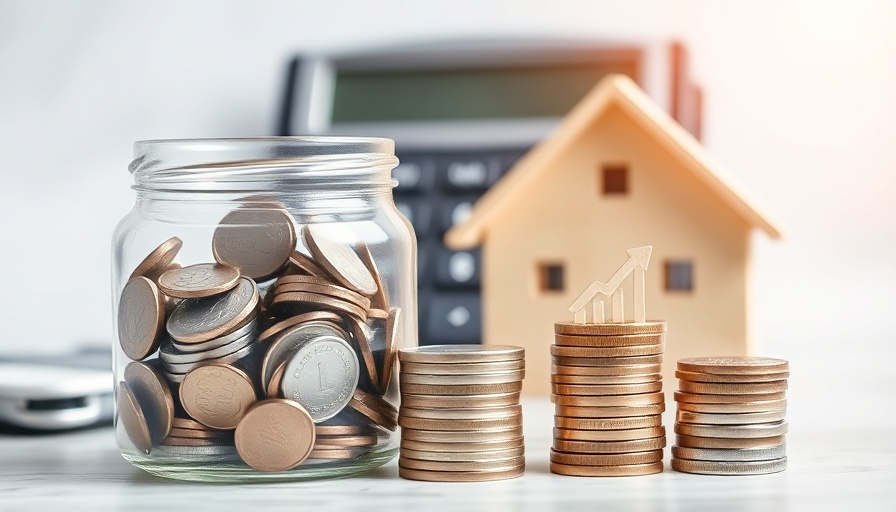 Housing affordability in the UK represented by coins and house model.