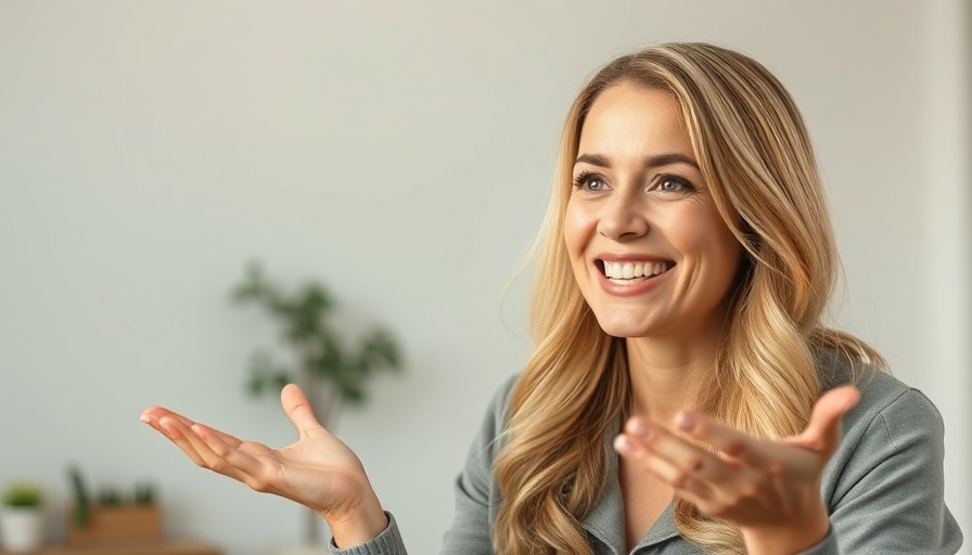 Blonde woman talking about taxes indoors