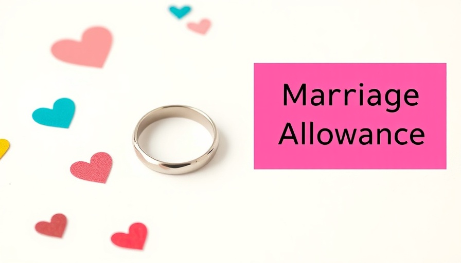 Marriage Allowance savings with wedding rings and text panel.