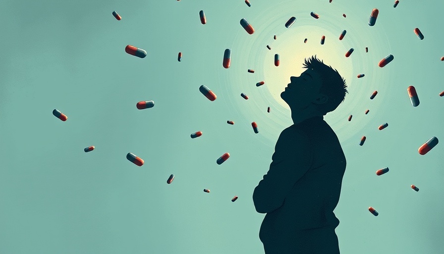 Abstract silhouette of man with pills, overdiagnosis concept