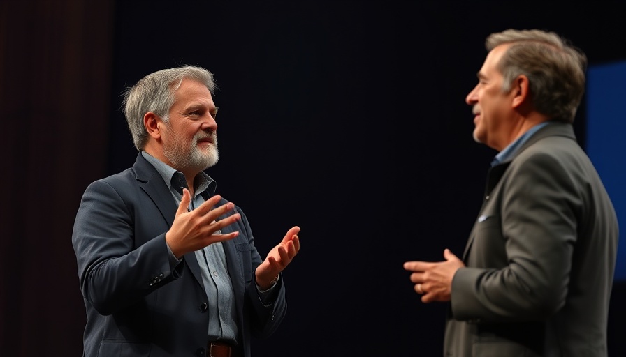 Two men having a gospel conversation on stage.