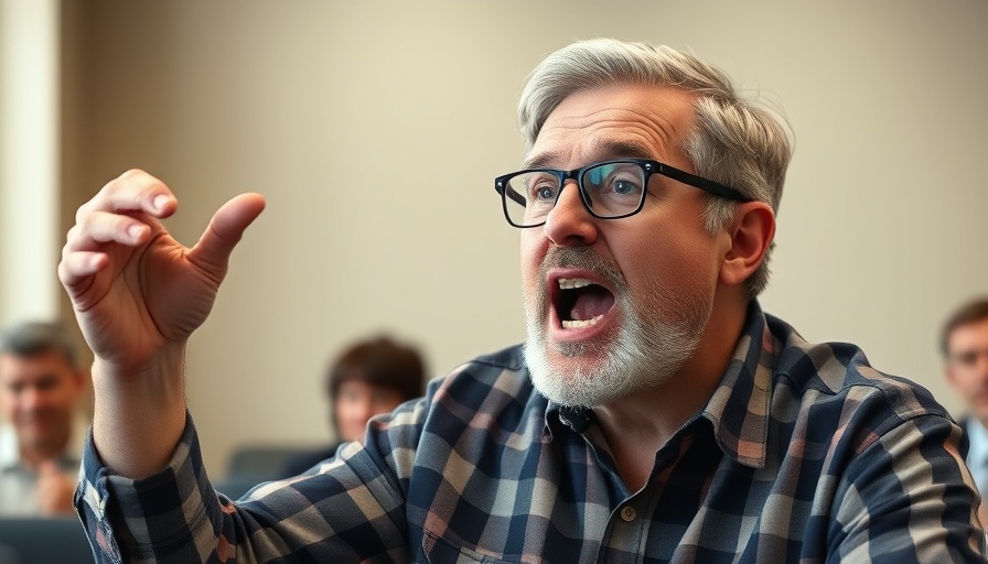 Middle-aged man discussing Bible corruption.