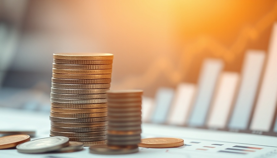 Stacked coins and chart showing UK house prices impact of tax changes.