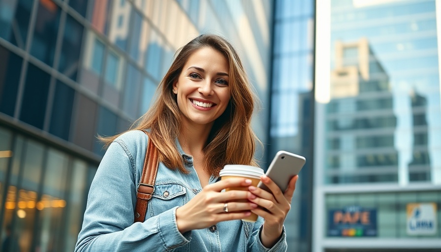 Woman using smartphone in city, Best VPN services 2025.