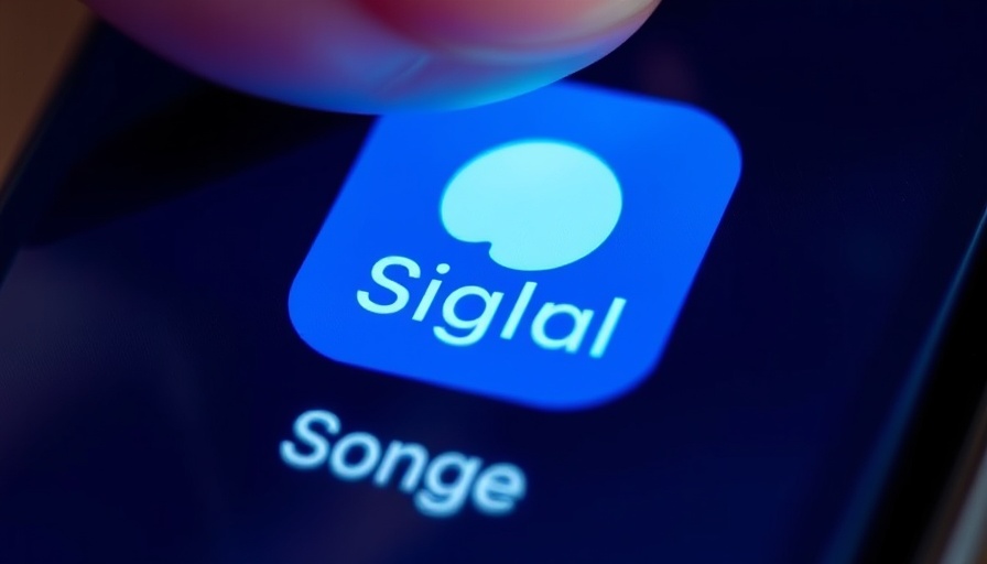 Close-up of the Signal app icon on a screen with a finger hovering.