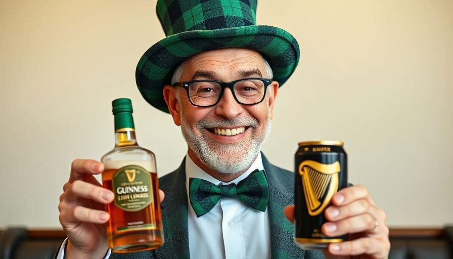 Man celebrating Irish-themed community events in Dumfries with drinks.