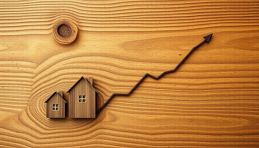 UK property finance market chart with houses and rising trend.