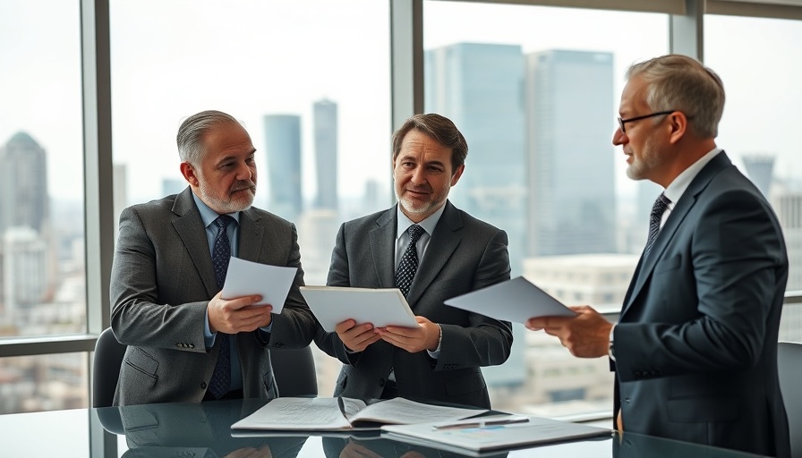 Real estate investors in office discuss welfare cuts.