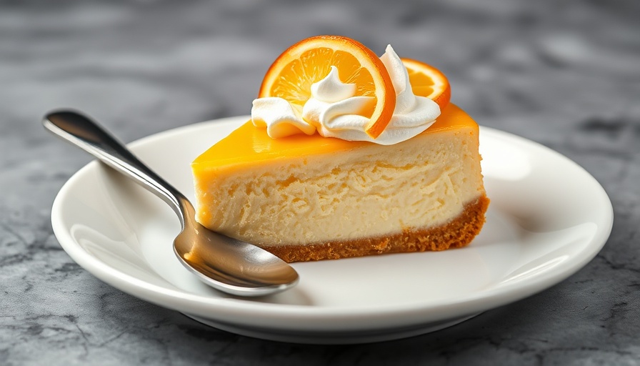 Lemon Basque Cheesecake slice with caramelized lemon on white plate.