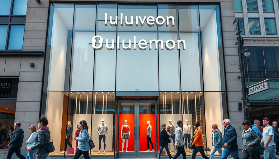 Lululemon store front with pedestrians, inflation impact.