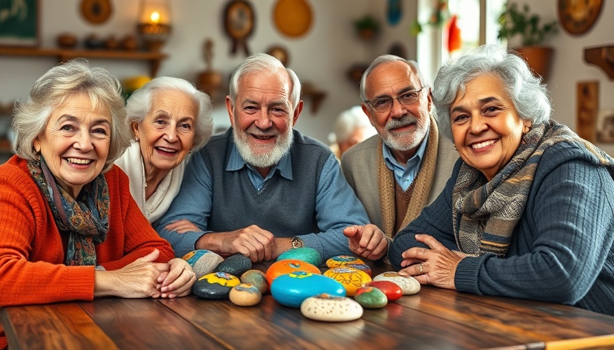 Easter stone hunt in Lockerbie: Seniors with colorful stones.