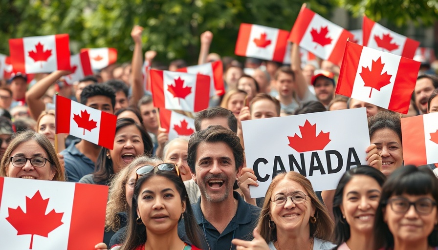 Canadians expressing national pride at an outdoor event.