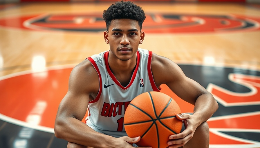 Basketball player sitting on court holding a basketball.
