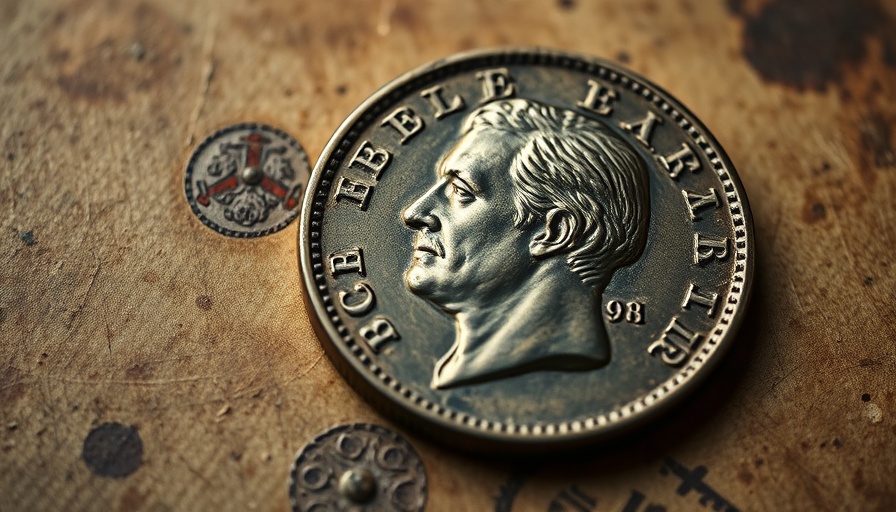 Coin portrait close-up, focus on historical details.