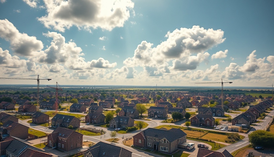 Aerial view of UK housebuilding surge.