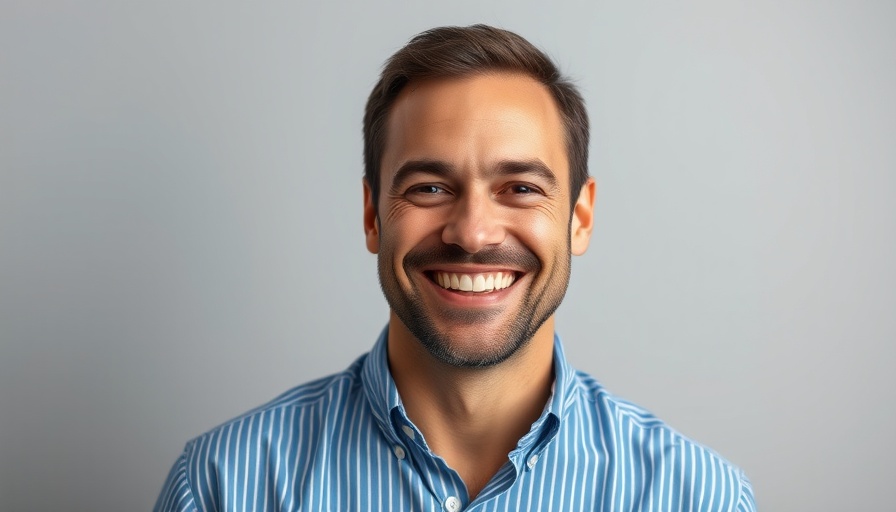 Portrait of a smiling man in a blue shirt, UK property market rate cuts context.