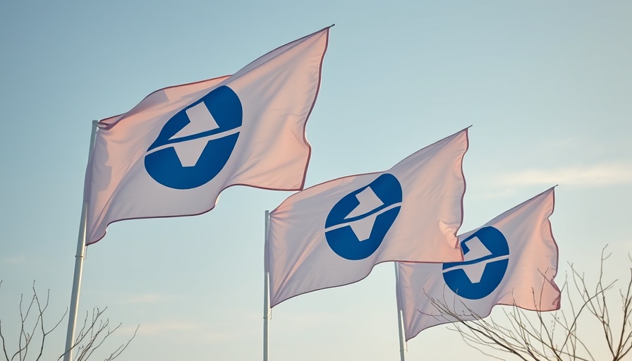 White flags with Novo Nordisk logo symbolizing healthcare innovation.