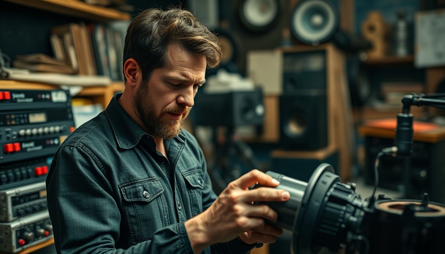 Foley artist in filmmaking studio creating sound effects.
