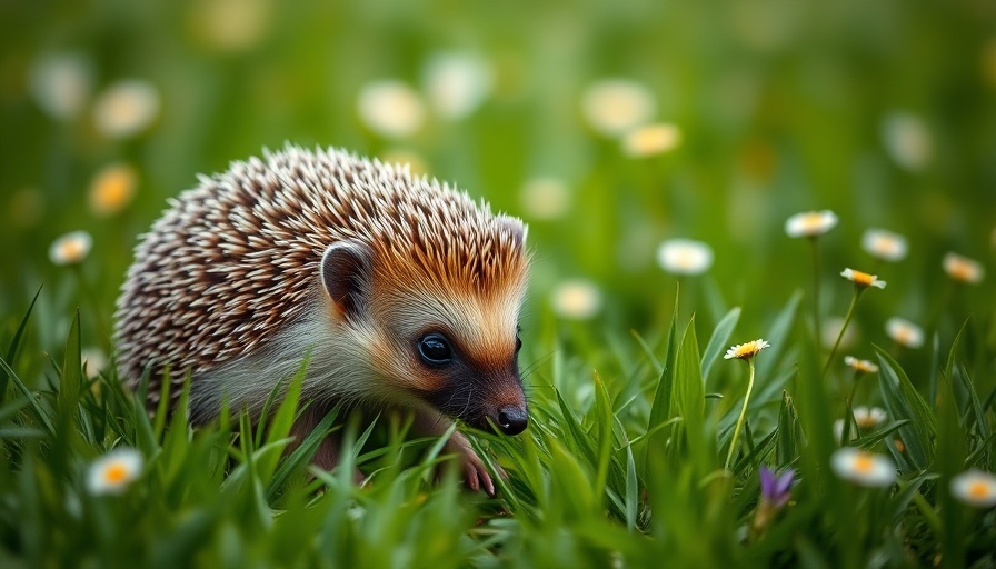 Hedgehog in a grassy field for Hedgehog Highway Creation