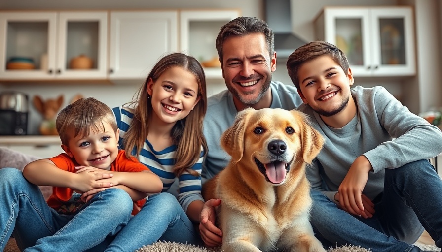 Family in cozy kitchen, raising a family theme.