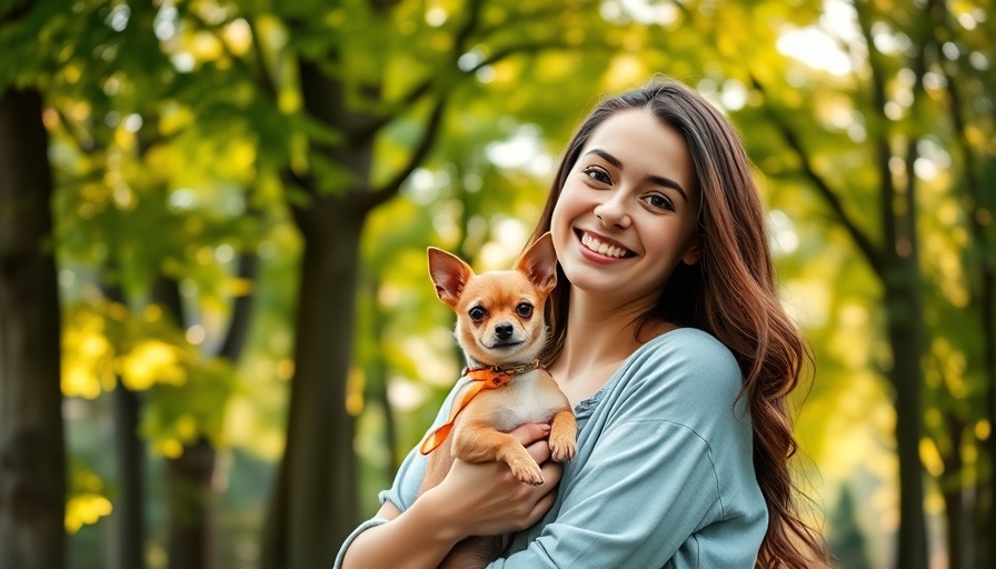 Young woman and Chihuahua in park, serene moment, loss of a pet