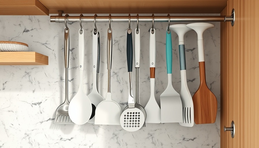 Joseph Joseph CleanTech cleaning tools organized in a kitchen cabinet.