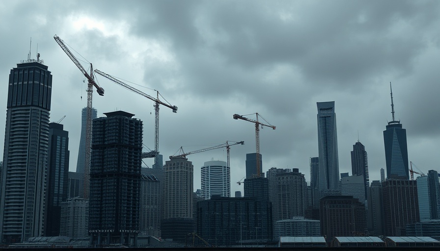 Urban skyline depicting delays in high-rise building approvals.