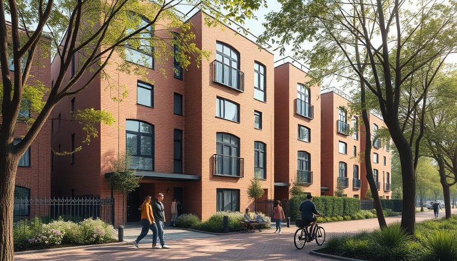 UK property finance scene with residential building and people.