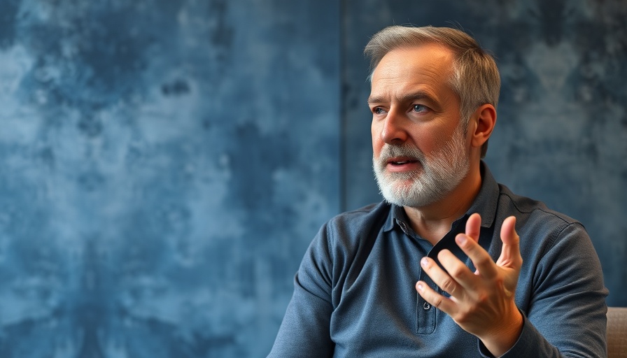 Engaged middle-aged man in conversation, God already loves me for who I am.